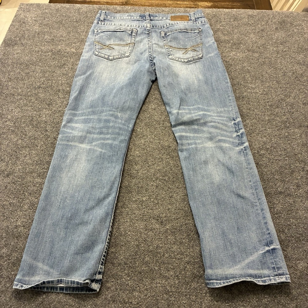 Buckle BKE Jake Bootleg Jeans Mens 36x30 Faded Whiskered Stretch Denim - Picture 10 of 11